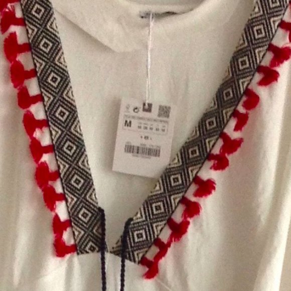 Zara  Bohemian  Pom Pom Tassel Dress - Picture 10 of 14